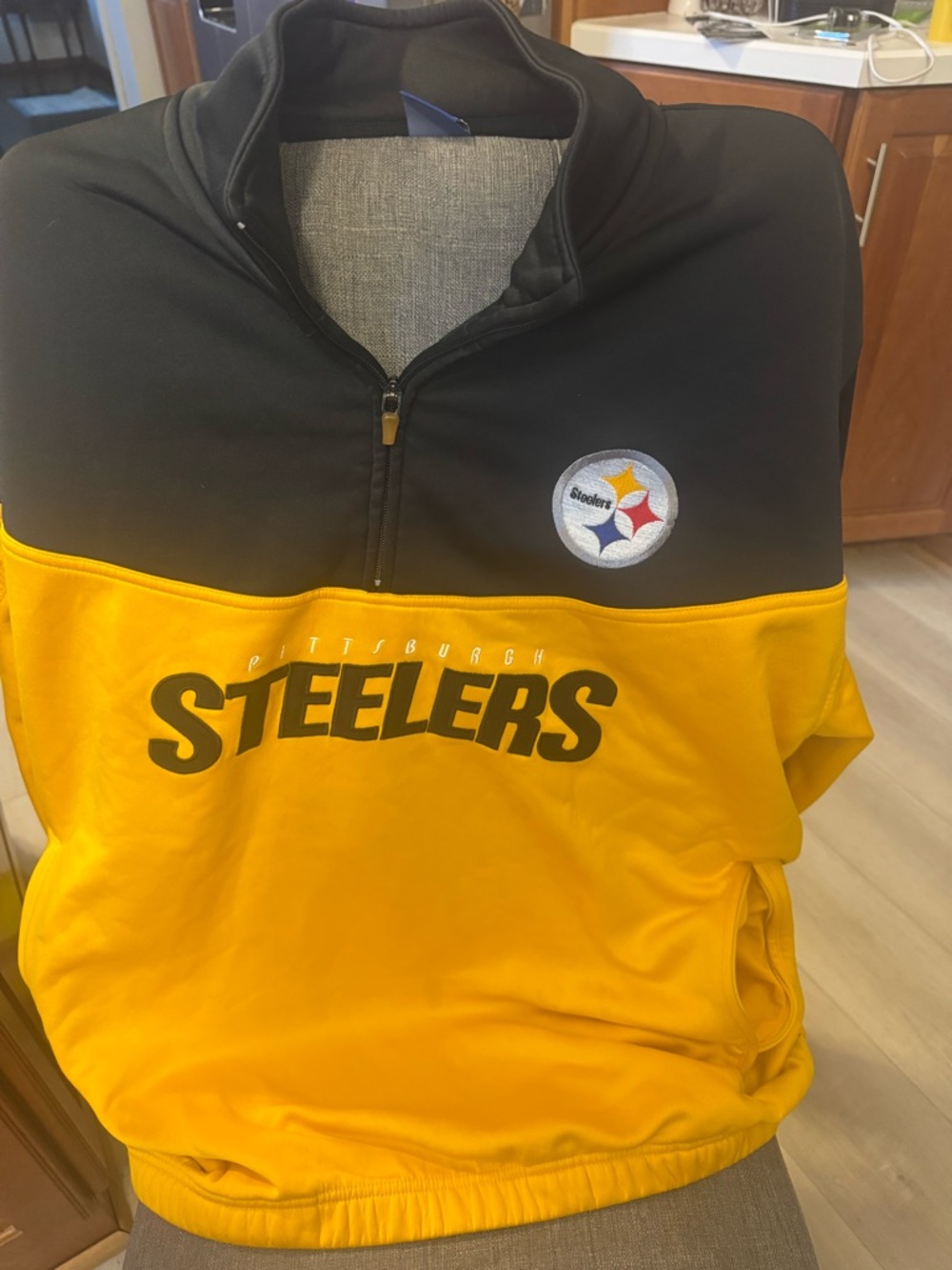 Pittsburgh Steelers NFL Reebok Black and Gold NFL Team Apparel Jacket 1/4 zip